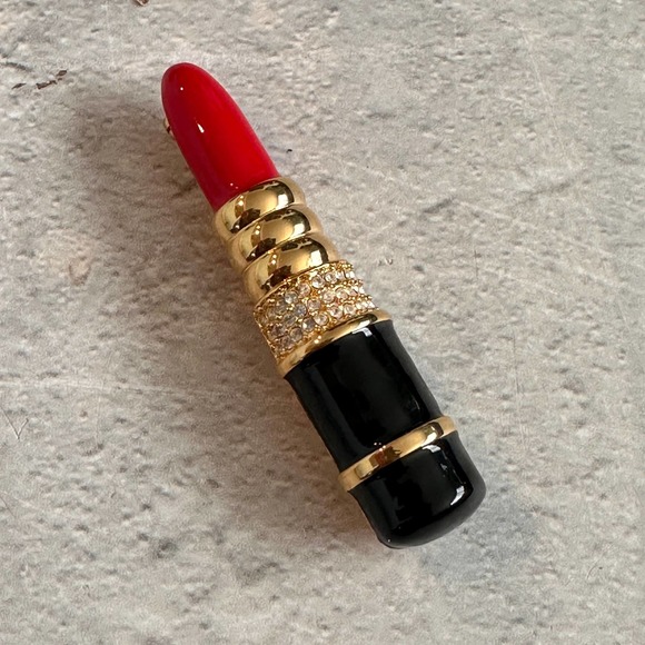 Vintage Brooch | Red Lipstick by Kenneth Jay Lane (KJL) - Picture 1 of 4
